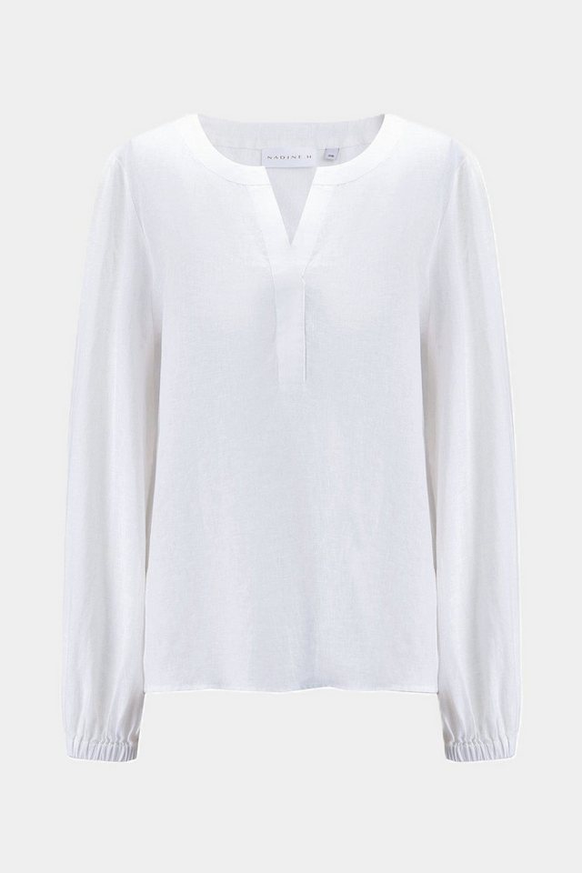 NADINE H Blusenshirt Nadine H luftige Leinenbluse mit leicht gerafften Ärmeln in WHITE von NADINE H