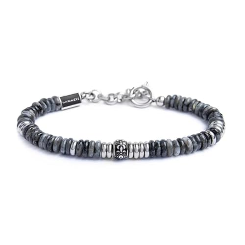 NADIR Marlù Unisex-Armband 13BR134-GR Kette mit Scheiben aus grauem Stein von NADIR