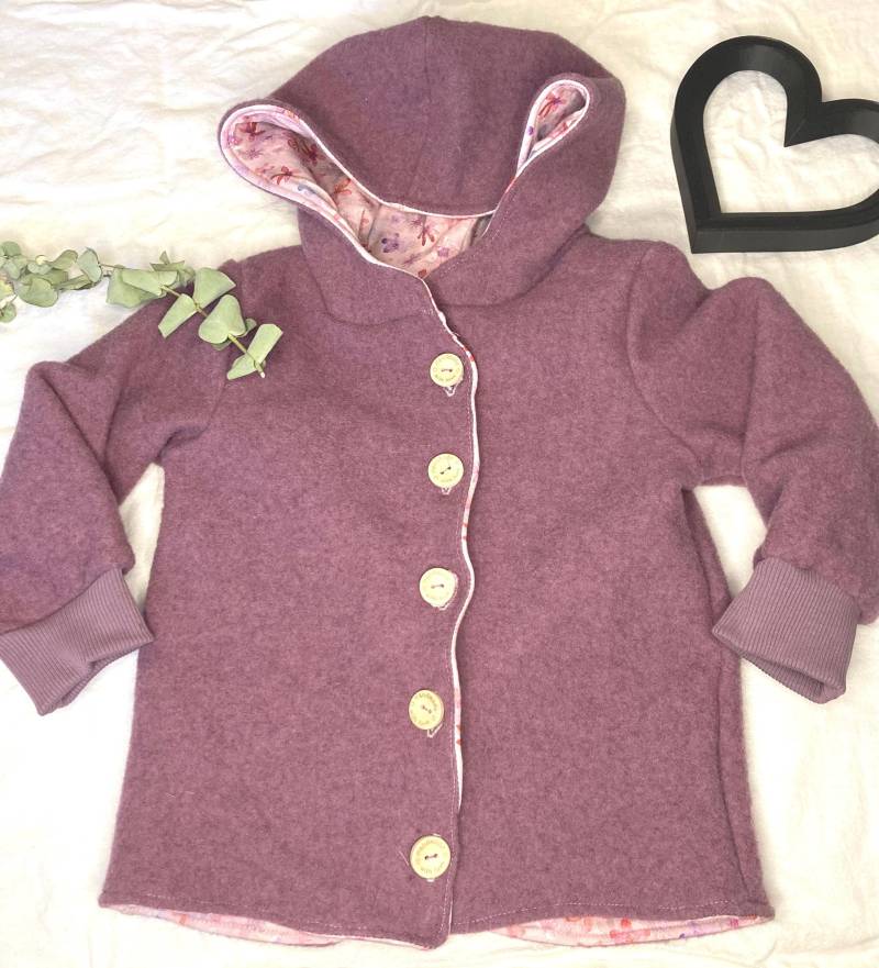 Handmade Wolle Wollwalkjacke Wollfleecejacke Kinder Mädchen Jungen Herbst Handgemachte Jacke Innenfutter Jersey von NAEHZAUBERjenny