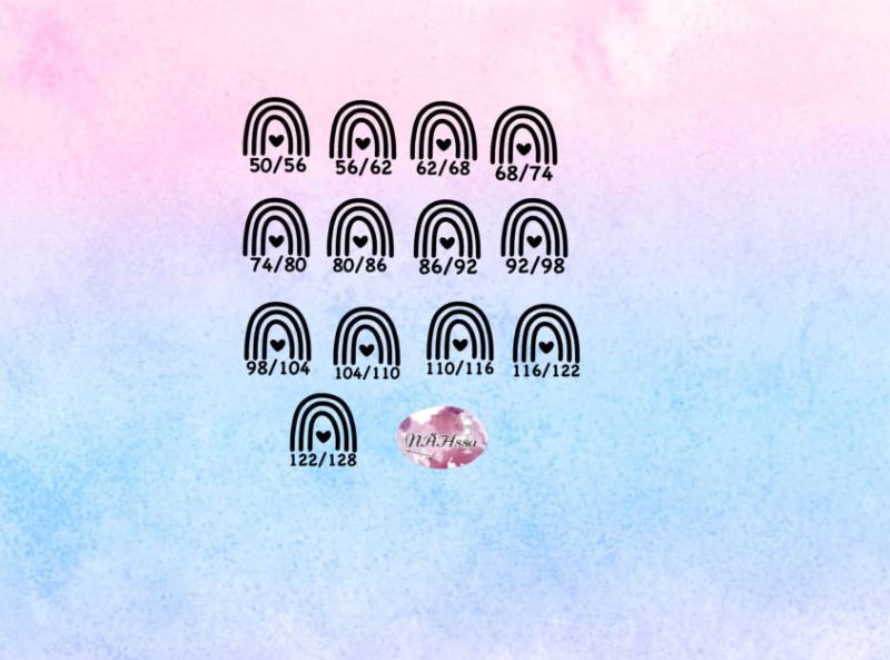 100 Größenetiketten Zum Aufbügeln Regenbogen Doppelgrößen von NAEHssaDE