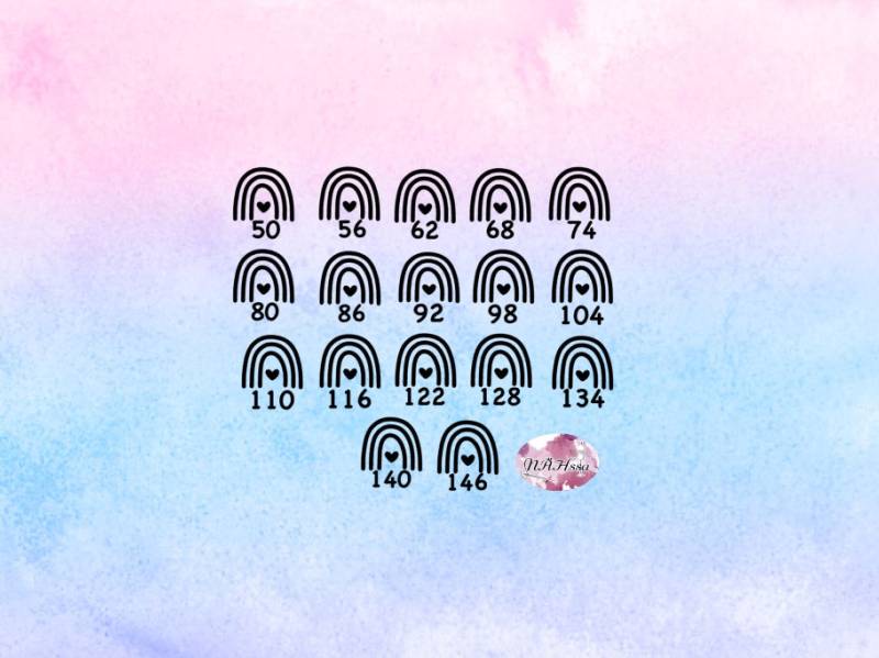 100 Größenetiketten Zum Aufbügeln Regenbogen Einzelgrößen von NAEHssaDE