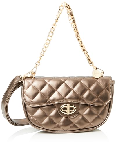 NAEMI Women's Metallic-Look Damen Schultertasche, Dunkelgold von NAEMI