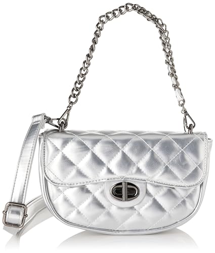 NAEMI Women's Metallic-Look Damen Schultertasche, Silber von NAEMI