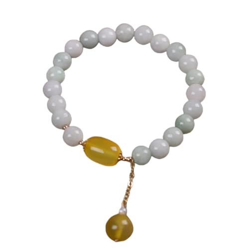 NAFEIMILUN 2 Stück Armband Aus Natürlichem Jade Kristall Einzelne Schlaufe Für Herren Und Damen Fassperle Gelbes Achat Paarschmuck Jade Armband von NAFEIMILUN