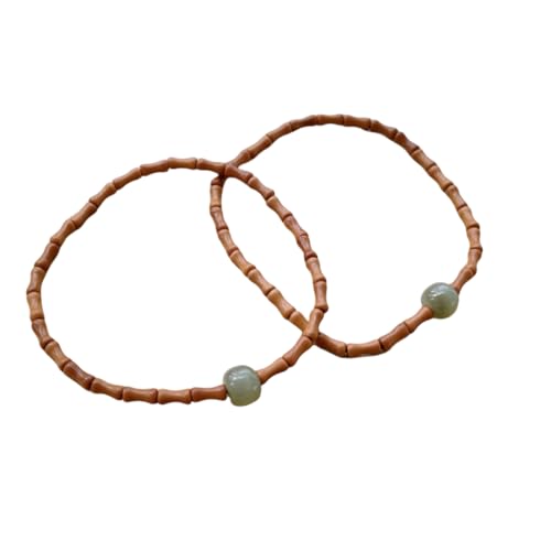NAFEIMILUN 2 Stück Olivenkern Hetian Jade Armband Bambus Einzelne Schlaufe Dünnes Armband Für Damen Paar Freundin Freund Schmuck 6mm von NAFEIMILUN