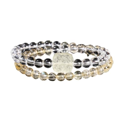NAFEIMILUN Armbänder Naturkristall Doppelkreis Armband Sommer Mädchen Schmuck Gelber Kristall Weißer Kristall von NAFEIMILUN
