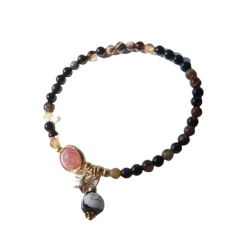 NAFEIMILUN Armreifen 2 Stücke Kristall Kätzchen Armband Damen Handgewebte Glückskatze Quaste Armband Geschenk Grau von NAFEIMILUN