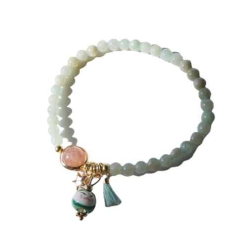 NAFEIMILUN Armschmuck 2 Stücke Kristall Kätzchen Armband Damen Handgewebte Glückskatze Quaste Armband Geschenk Grün von NAFEIMILUN