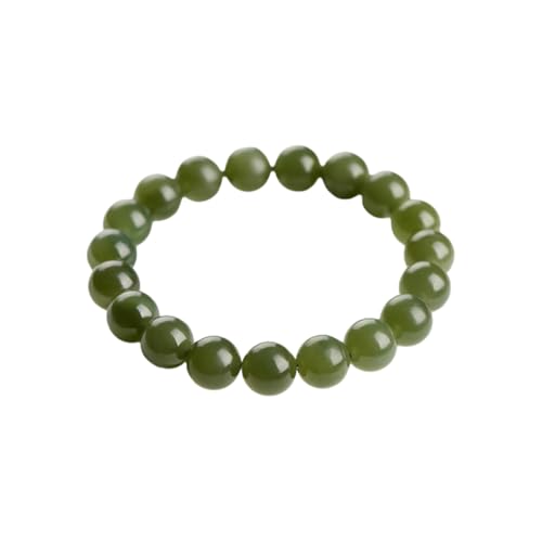 NAFEIMILUN Armschmuck Armband Aus Natürlichem Hetian Jade Runde Perlen Jade Heilenergiestein Schmuck Geeignet Für Mutter Und Partner Eistyp Tief 8mm Ca. 22 Stück von NAFEIMILUN