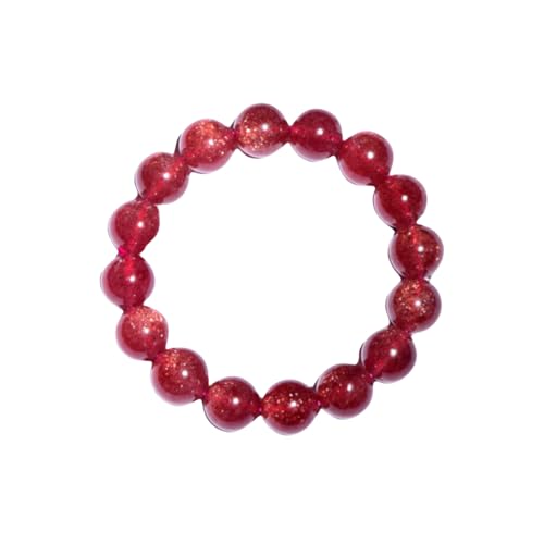 NAFEIMILUN Armschmuck Armband Aus Natürlichem Kirschrotem Erdbeerkristall Mit Sternenlicht Dunkelrotes Damen Bestie Armband 12 13mm Ca. 16 Stück von NAFEIMILUN