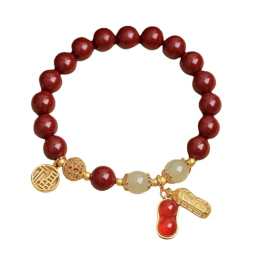 NAFEIMILUN Bracelets Chinesisches Hetian Jade Zinnober Armband Einzelschlaufe Männer Und Frauen Rotes Armband Glas von NAFEIMILUN