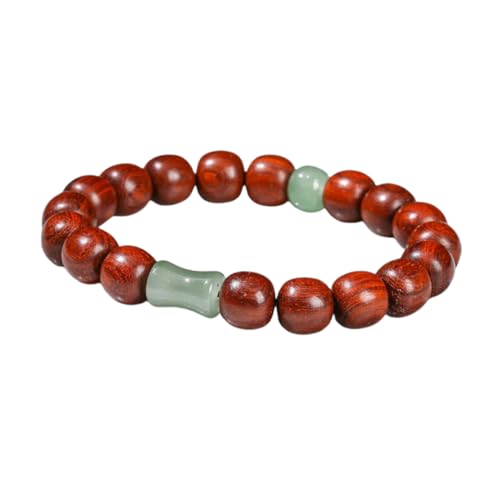 NAFEIMILUN Bracelets Elastisches Armband Aus Natürlichem Sandelholz Jade Und Bambusperlen Für Männer Und Frauen Einzelkreis Armband Blut Sandelholz Grüner Aventurin Bambus von NAFEIMILUN
