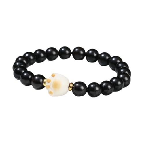 NAFEIMILUN Bracelets Elastisches Armband Aus Natürlichem Sandelholz Jade Und Bambusperlen Für Männer Und Frauen Einzelschlaufe Ebenholz Bodhi Katzenkralle von NAFEIMILUN