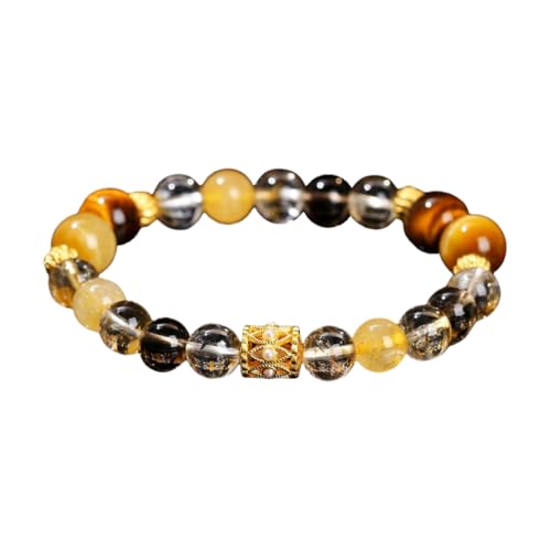 NAFEIMILUN Charm Armband Natürliche Gelbe Tigersteinkette Mit Einem Kreis Und Runden Perlen Elastisches Armband Paarschmuck Gelber Kristall Tigerauge Stein NAFEIMILUN Charm Armband Natürliche Gelbe Tigersteinkette Mit Einem Kreis Und Runden Perlen Elastisches Armband Paarschmuck Gelber Kristall Tigerauge Stein von NAFEIMILUN