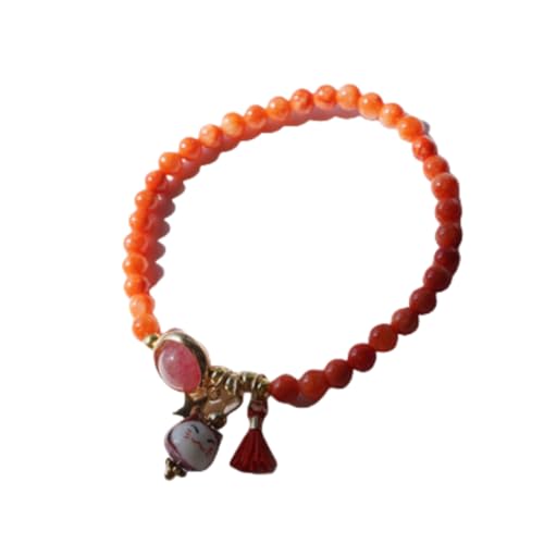 NAFEIMILUN Charm Armband Stücke Kristall Kätzchen Armband Damen Handgewebte Glückskatze Quaste Armband Geschenk Rot von NAFEIMILUN