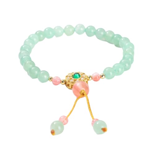 NAFEIMILUN Crystal Bracelet Kristall Achat Armband Für Damen Chinesischer Sommer Einzelschlaufe Schmuck Grüne Aventurin Quaste von NAFEIMILUN