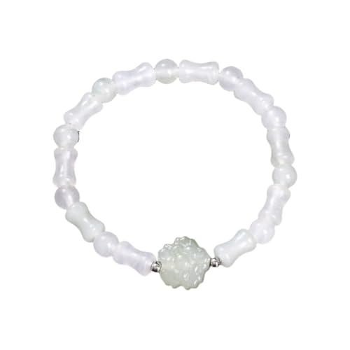 NAFEIMILUN Damen Armband 2 Stück Armband Aus Natürlichem Eis Jade Und Bambusperlen Für Mädchen Blumen von NAFEIMILUN