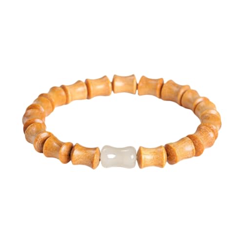 NAFEIMILUN Damen Armband Elastisches Armband Aus Natürlichem Sandelholz Jade Und Bambusperlen Für Männer Und Frauen Einzelschlaufe Sandelholz Jade Bambus von NAFEIMILUN