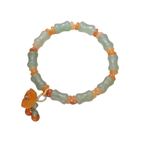 NAFEIMILUN Damen Armband Jade Bambus Natur Grün Aventurin Perlen Anhänger Armband Blume von NAFEIMILUN