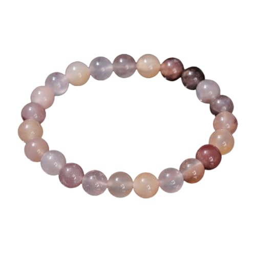 NAFEIMILUN Damen Edelstein Armband 2 Stück Aus Natürlichem Violettem Stein Einzelner Kreis Runde Perlen Armband Für Mädchen Und Freundinnen Handschmuck 8mm von NAFEIMILUN