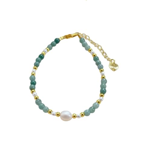 NAFEIMILUN Damen Edelstein Armband Grünes Jadeit Perlenarmband Mit Einzelschlaufe Unisex Schmuck 4 Mm von NAFEIMILUN