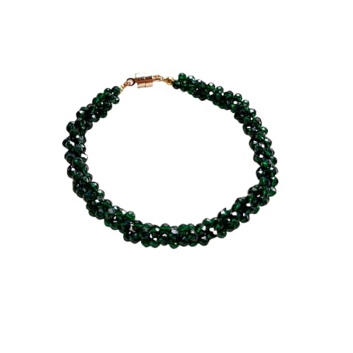 NAFEIMILUN Damen Edelstein Armband Spinell Mehrsträngig Gewickelt Geflochten Gedreht 3mm Kleines Partikelschliff Armband Schmuck Für Freundinnen Und Paare Dunkelgrün von NAFEIMILUN