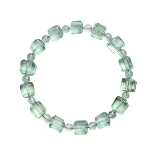 NAFEIMILUN Edelsteine Armband Fur Damen Natürlicher Grüner Fluorit Zuckerwürfel Quadratisches Armband Perlen Damenschmuck 10 * 10mm Ca. 13 Stück von NAFEIMILUN