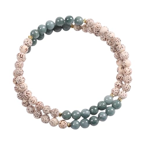 NAFEIMILUN Edelsteine Armband Fur Damen Tianshan Jade Armband Turmalin Weiß Grüne Perle Aventurin Doppelkreis Schmuck Für Herren Und Damen 6mm von NAFEIMILUN