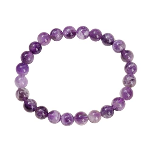 NAFEIMILUN Elastisches Armband 2 Stück Natürliches Amethyst Runde Perlen Elastisches Armband Geschenk Für Mädchen Und Freundinnen Schmuck 8mm von NAFEIMILUN
