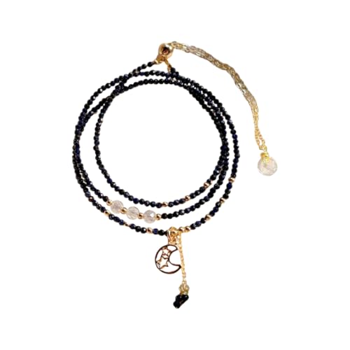 NAFEIMILUN Elastisches Armband Blaues Sandstein Dreikreis Armband Facettiertes Mehrschichtiges Mondanhänger Schmuck 3mm von NAFEIMILUN