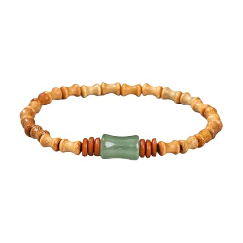 NAFEIMILUN Handkette Elastisches Armband Aus Natürlichem Sandelholz Jade Und Bambusperlen Für Männer Und Frauen Einzelschlaufe Sandelholz Grüner Aventurin Bambus von NAFEIMILUN