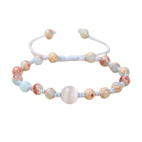 NAFEIMILUN Handkette Kristallachat Armband Für Frauen Chinesisches Sommerarmband Mit Einzelschlaufe Handschmuck Schlangenhautstein Katzenauge Geflochten NAFEIMILUN Handkette Kristallachat Armband Für Frauen Chinesisches Sommerarmband Mit Einzelschlaufe Handschmuck Schlangenhautstein Katzenauge Geflochten von NAFEIMILUN