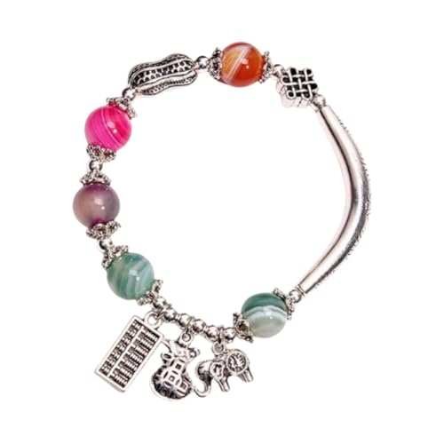 NAFEIMILUN Handkette Stücke Chinesischen Achat Kristall Armband Elefanten Geldbörse Abacus Anhänger Freundin Elastische Armband Schmuck Farbe von NAFEIMILUN