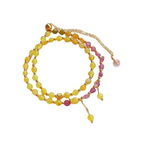 NAFEIMILUN Kristall Armband Damen Turmalin Bienenwachs Doppelkreis Armband Natürliche Kleine Partikel Frei Geformt Ausziehbares Schmuck Für Frauen Und Freunde 5mm von NAFEIMILUN