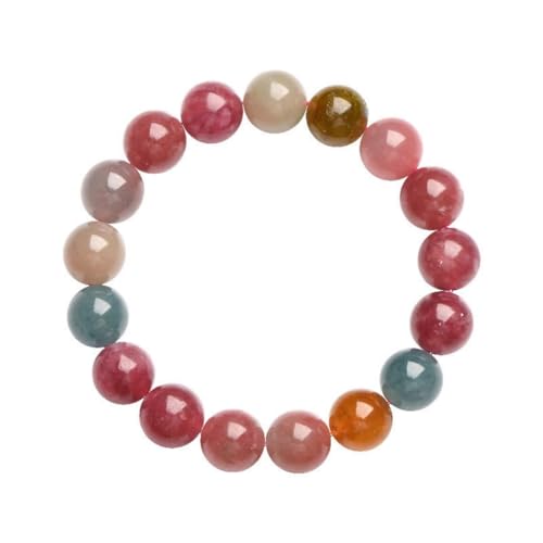 NAFEIMILUN Kristall Armband Natürliches Regenbogen Turmalin Armband Mit Runden Perlen Buntes Mit Losen Perlen Schmuckgeschenk 6mm Ca. 27 Stück von NAFEIMILUN