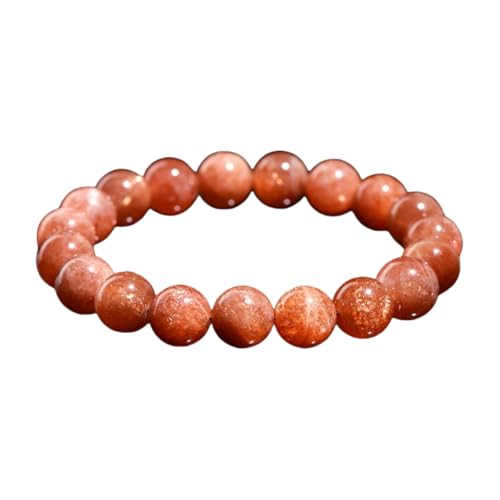 NAFEIMILUN Kristall Armband Sonnenstein Rundperlenarmband Goldperlen Elastisch Herren Und Damenschmuck 3A 9Mm Ca. 20 Stück von NAFEIMILUN