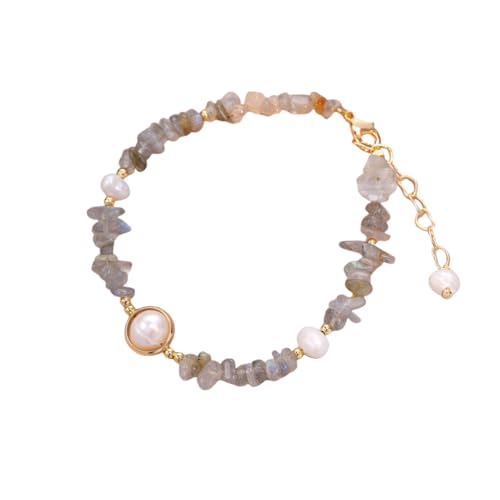 NAFEIMILUN Kristall Stein Armbänder Mondstein Kies Einzelschlaufe Armband Süßwasserperlen Armband Schmuck Damen Unregelmäßige Form NAFEIMILUN Kristall Stein Armbänder Mondstein Kies Einzelschlaufe Armband Süßwasserperlen Armband Schmuck Damen Unregelmäßige Form von NAFEIMILUN