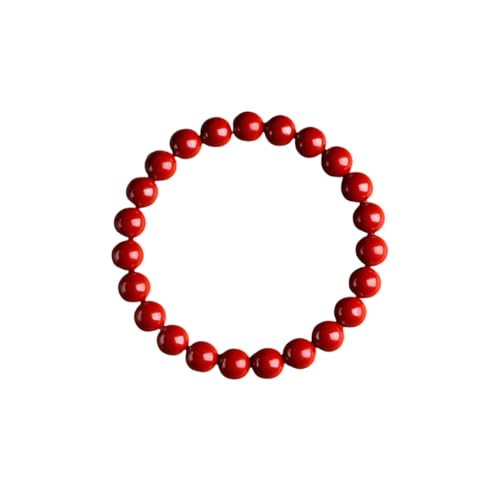 NAFEIMILUN Naturstein Armbander Zinnober Rundperlen Armband Sandarmband Lila Sand Roter Zinnober 90 Imperial Sand 6mm Ca. 29 Perlen von NAFEIMILUN