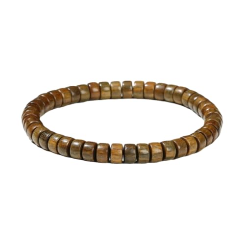 NAFEIMILUN Strangarmband Elastisches Armband Aus Natürlichem Sandelholz Jade Und Bambusperlen Für Männer Und Frauen Einzelschlaufe Grünes Sandelholz Gerader Schnitt von NAFEIMILUN