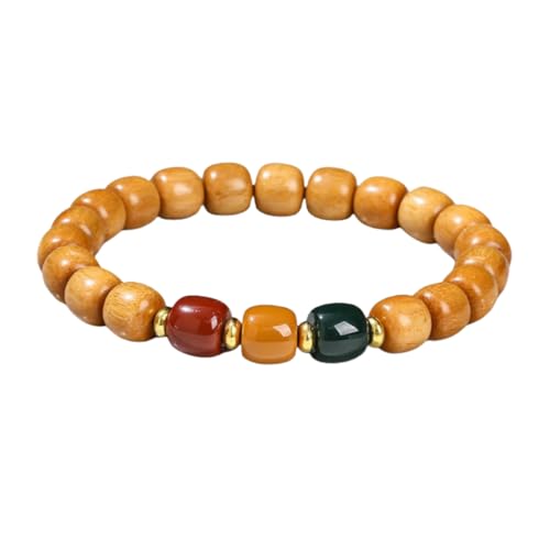 NAFEIMILUN Strangarmband Elastisches Armband Aus Natürlichem Sandelholz Jade Und Bambusperlen Für Männer Und Frauen Einzelschlaufe Sandelholz In Drei Farben von NAFEIMILUN