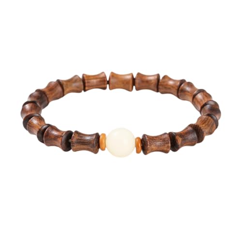 NAFEIMILUN Stretch Armband Elastisches Armband Aus Natürlichen Jade Bambusperlen Für Männer Und Frauen Einzelschlaufe Schwarze Bodhi Perle Aus Rosenholz von NAFEIMILUN