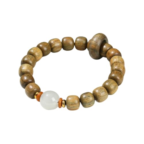 NAFEIMILUN Stretch Armband Elastisches Aus Natürlichem Sandelholz Jade Und Bambusperlen Für Männer Und Frauen Einzelkreis Armband Alte Grüne Sandelholzperlen von NAFEIMILUN