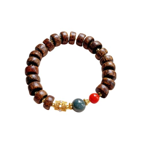 NAFEIMILUN Stretch Damen Armband Armband Aus Adlerholz Tablettenperlen Mit Natürlichem Jadeit Und Rotem Achat Einzelschlaufe Für Männer Und Frauen 10 12mm von NAFEIMILUN