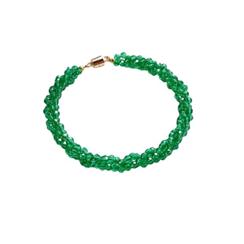 NAFEIMILUN Stretch Damen Armband Spinell Mehrsträngig Gewickelt Geflochten Gedreht 3mm Kleines Partikelschliff Armband Schmuck Für Freundinnen Und Paare Grün von NAFEIMILUN