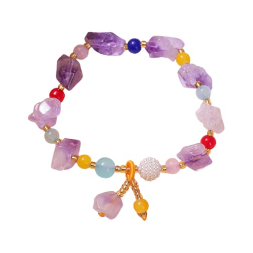 NAFEIMILUN Stretcharmband Kristallachat Armband Für Damen Chinesischer Sommer Einzelschlaufen Armband Handschmuck Amethyst Blumenfarbe Stein 2 NAFEIMILUN Stretcharmband Kristallachat Armband Für Damen Chinesischer Sommer Einzelschlaufen Armband Handschmuck Amethyst Blumenfarbe Stein 2 von NAFEIMILUN