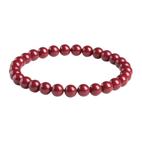 NAFEIMILUN Zinnober Einzelschlaufe Armband Männer Und Frauen Schlichtes Rotes Armband Schmuck 6mm Perlen von NAFEIMILUN