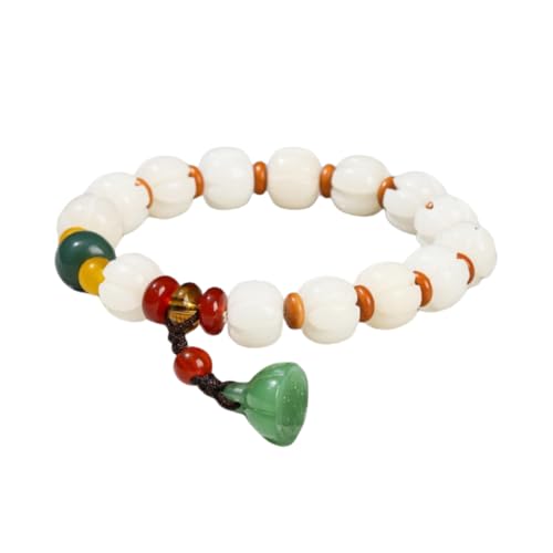 Stretch Damen Armband Elastisches Armband Aus Natürlichem Sandelholz Jade Und Bambusperlen Für Männer Und Frauen Einzelschlaufe Weiße Jade Bodhi Grüner Aventurin Lotus von NAFEIMILUN