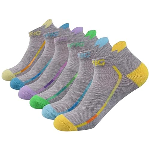 NAFFIC Sneaker Socken Damen 6 Paar Rutschfest Laufsocken Sportsocken Anti-Blasen Frottee Kissen Atmungsaktive Feuchtigkeit Short Ankle Trainer Socken für Laufen Gehen Sport im Freien von NAFFIC