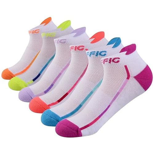 Sneaker Socken Damen 6 Paar Rutschfest Laufsocken Sportsocken Anti-Blasen Frottee Kissen Atmungsaktive Feuchtigkeit Short Ankle Trainer Socken für Laufen Gehen Sport im Freien von NAFFIC