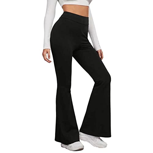 Damen Schlaghose Yogahose Fitness Flare Hose Hohe Taille Jogginghose Fitnesshose Push Up Long Sports Trousers Damen Weites Bein Taschen Bauchweg Sportleggins Blickdicht Flared Leggings Schlaghose von NAFING